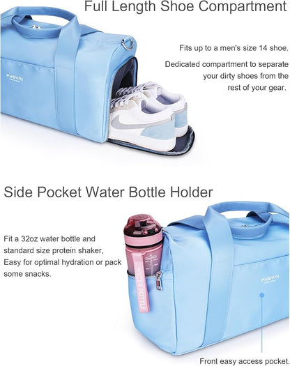 Gym Bag for Women Girls with Shoe Compartment & Wet Pocket - Duffle Bag for Travel Sports Fitness