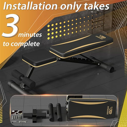Adjustable Weight Bench - Heavy-Duty Foldable Workout Bench for Home Gym, 660 LBS Capacity, Incline