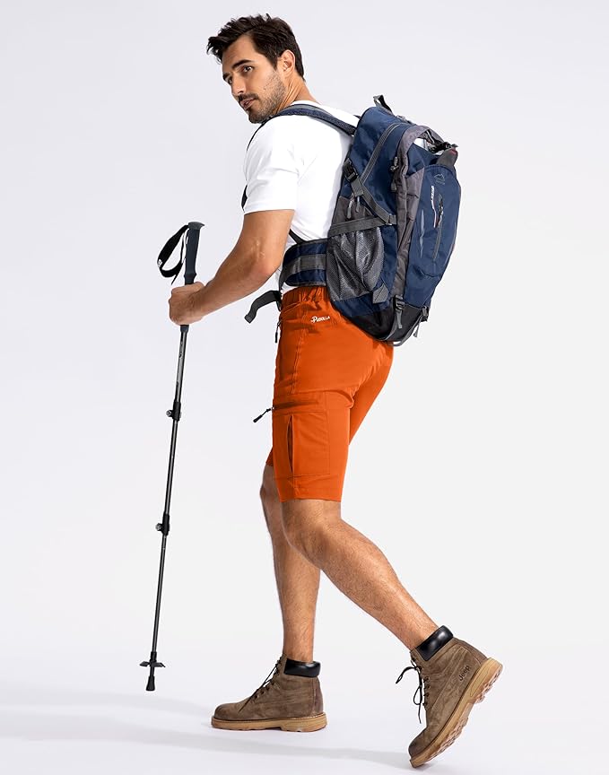Pudolla Men's Hiking Cargo Shorts 9" Lightweight Outdoor Work Shorts for Men Travel Golf Camping