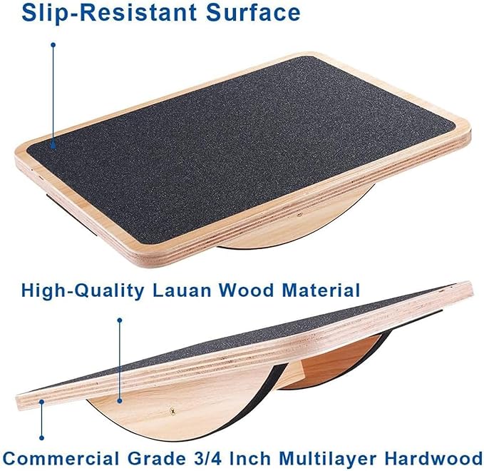 StrongTek Professional Wooden Balance Board, Rocker Board, Wood Standing Desk Accessory, Balancing