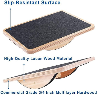 StrongTek Professional Wooden Balance Board, Rocker Board, Wood Standing Desk Accessory, Balancing