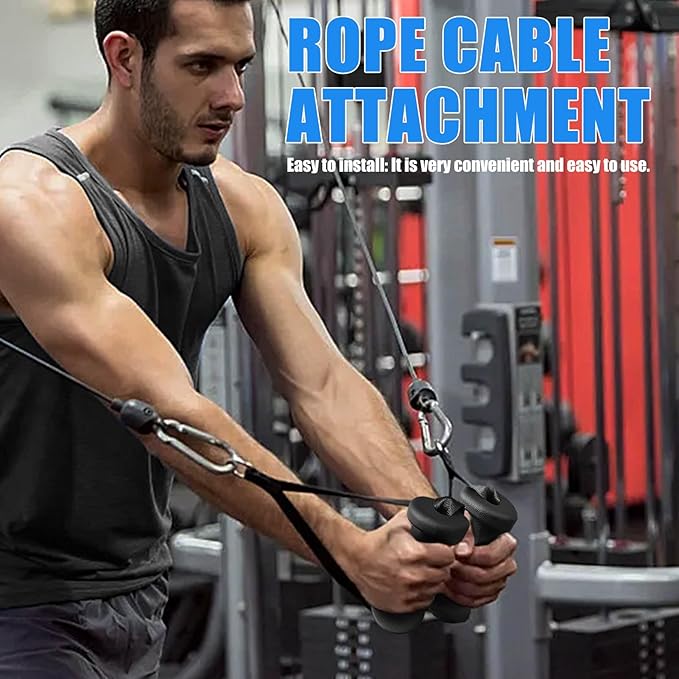 Ergonomic Tricep Rope Pulldown Attachments, Upgraded 27 32 40 & 47 Inch Extra Long Triceps Rope