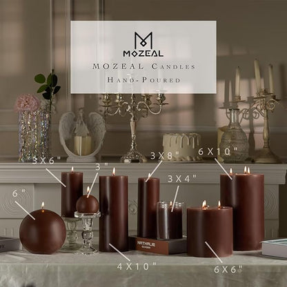 MOZEAL 3" x 6" Hand-Poured Unscented Candle,Dripless Pillar Candle Set of 3,Long Lasting
