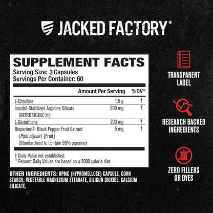 Jacked Factory N.O. XT Nitric Oxide Supplements for Men w/Nitrosigine L Arginine L Citrulline