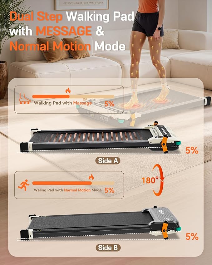 Walking Pad with Incline, Akluer Incline Treadmills for Home, 2.5 HP Under Desk Treadmill Small