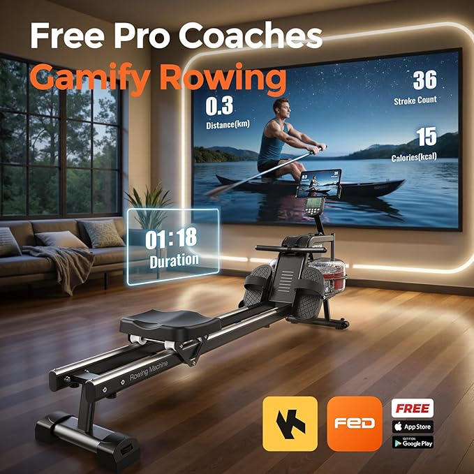 YOSUDA Magnetic/Water Rowing Machine for Home - Rower Machine Use with Bluetooth, App Supported