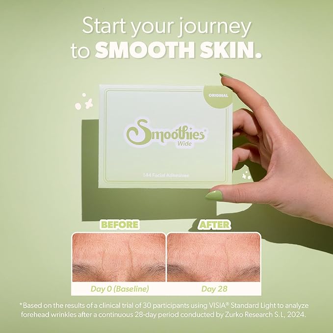 Smoothies Wide Wrinkle Patches for Face Overnight - Facial Patches for Elevens, Crows Feet and