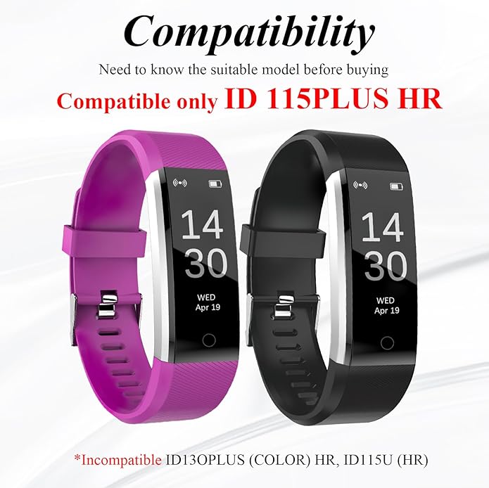 Watch Bands Replacement for ID115plus HR, Very Fit Pro Activity Fitness Tracker Wrist Bands Set