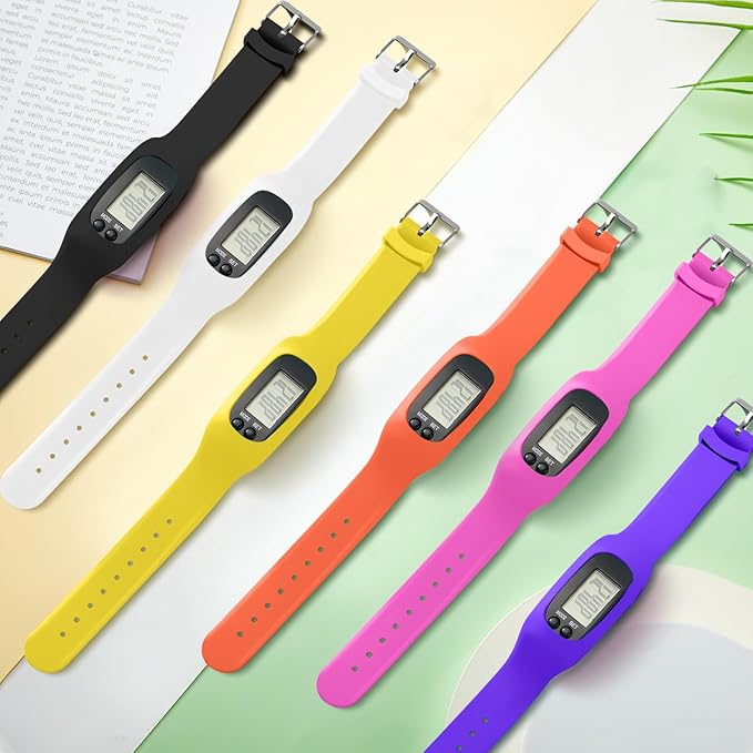 Geyoga 24 Pcs Pedometer for Walking Steps and Miles Pedometer Watch Silicone Steps Tracker Running
