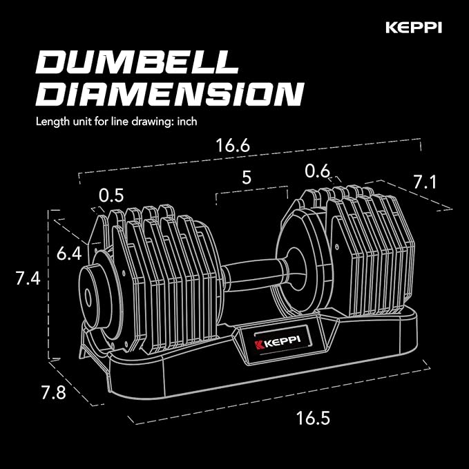Keppi Adjustable Dumbbells Set-25lb/40lb/55lb/60lb, Anti-Slip Metal Fast Adjust Weight Handle