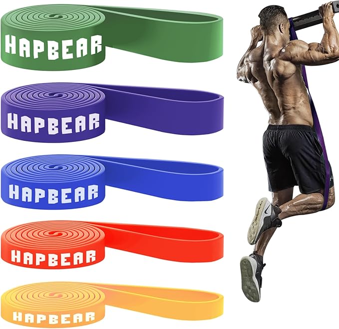 HAPBEAR Pull Up Assistance Bands Set of 5 - Resistance Bands for Working Out, Stretching, Physical