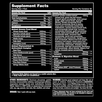 Animal Daily Greens Pill Packs - Kale, Wheat Grass, Alfalfa & More - Convenient Prebiotic and