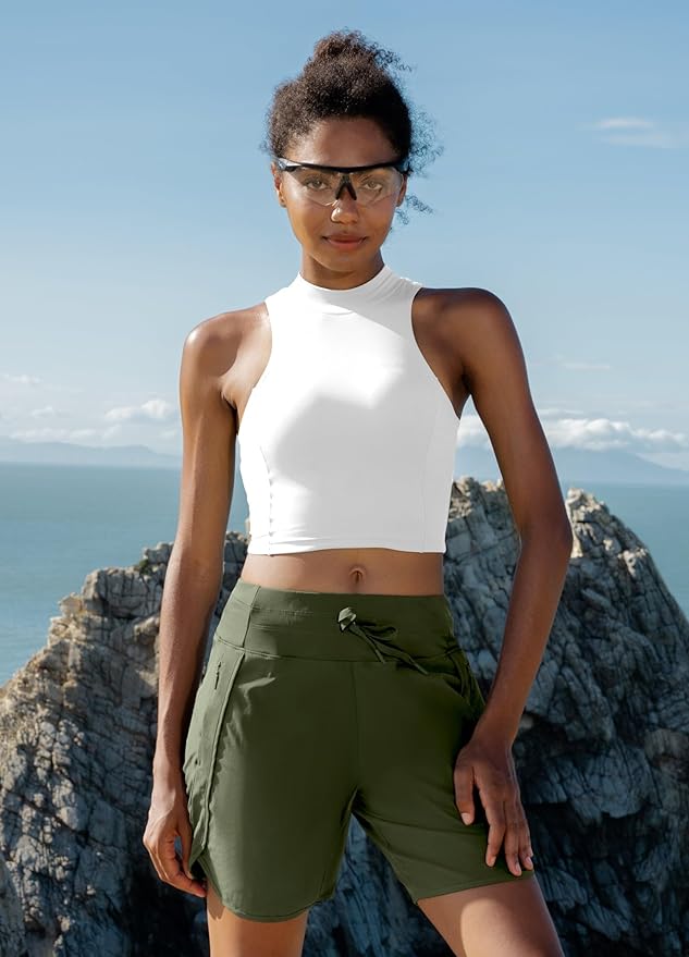 Willit Women's 7" Athletic Running Shorts Long Workout Hiking Shorts Quick Dry High Waisted Active