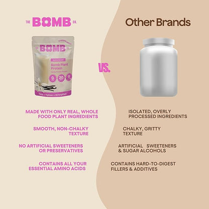 The Bomb Co. Bomb Plant Protein, Protein Powder with 20g Protein, Amino Acids, Zero Sugar, Pea