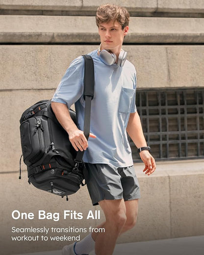 Tolaccea Gym Bag for Men & Women, 55L Large Duffle Bag Backpack for Travel Sports with Shoe