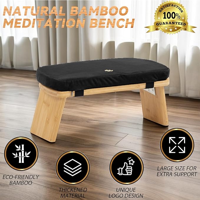 Meditation Bench, Bamboo Meditation Stool, Folding Kneeling Meditation Bench, Seiza Prayer Bench
