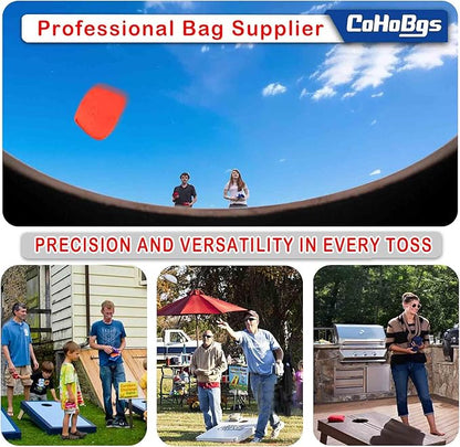 CoHoBgs Corn Hole Bags Set 8, Professional Cornhole Bags Dual-Sided Slick & Stick Resin Filled