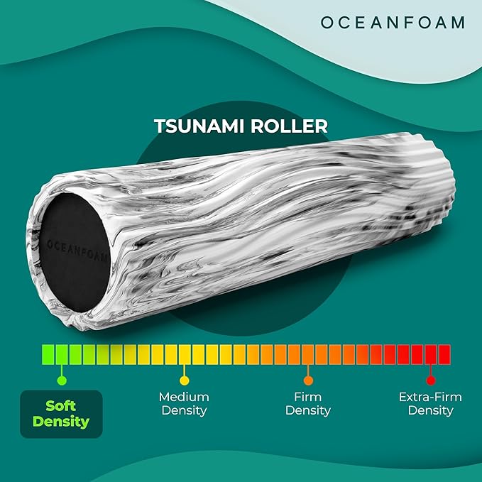 Oceanfoam Tsunami Roller (Black Marbled) - Soft, Textured Foam Roller for Physical Therapy, Back