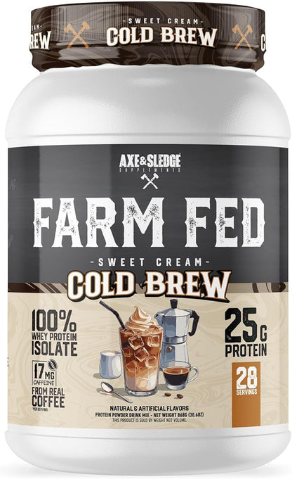 Axe & Sledge Farm Fed 100% Whey Protein Isolate | 25g Protein | Low Carb, Low Sugar, Gluten Free |