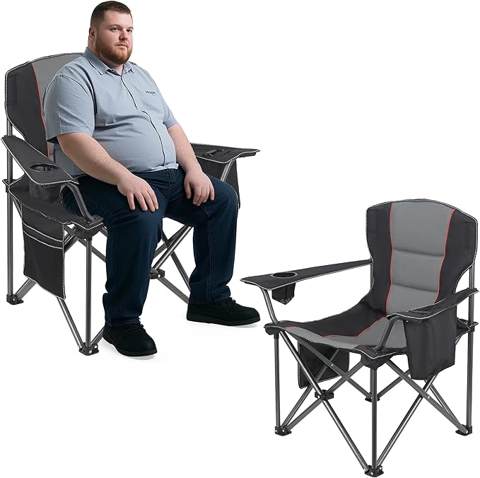 2 Pack Heavy Duty Oversized Camping Chair for Adults 400lbs w/Lumbar Support - Folding Chairs with