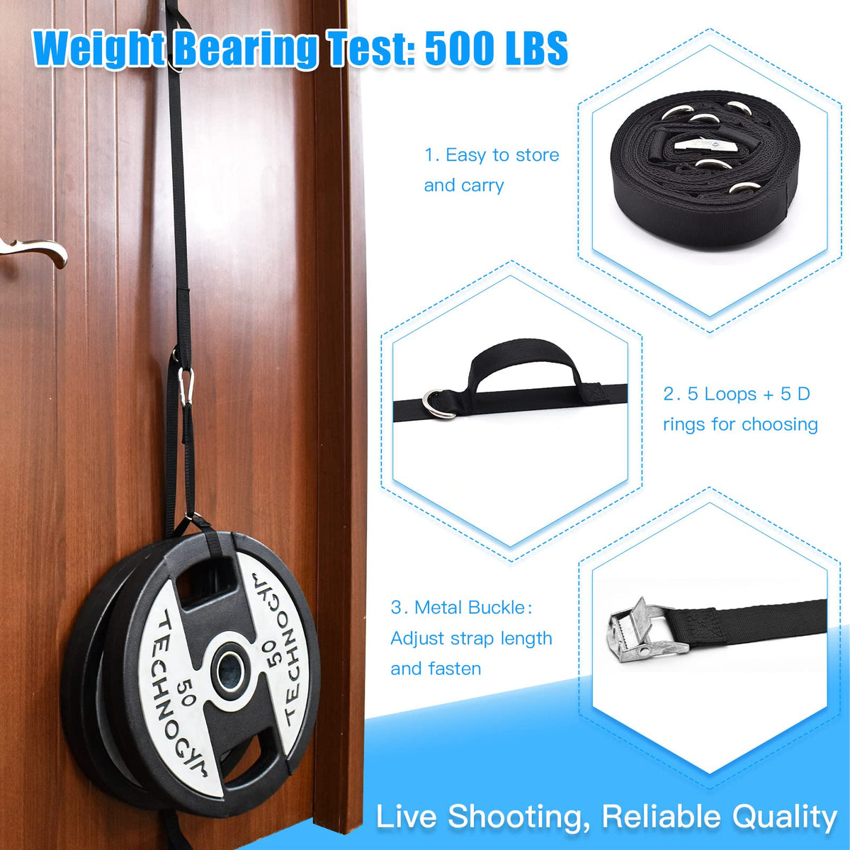 Brebebe Door Anchor Strap for Resistance Bands Exercises, Multi Point Anchor Gym Attachment for