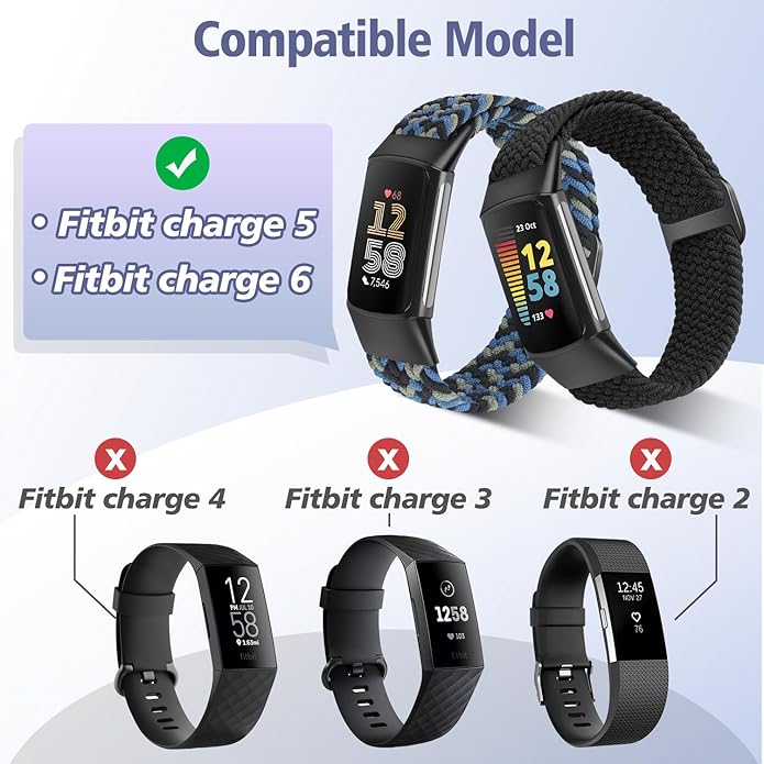 Elastic Braided Bands Compatible with Fitbit Charge 5/Fitbit Charge 6 for Women Men, Breathable