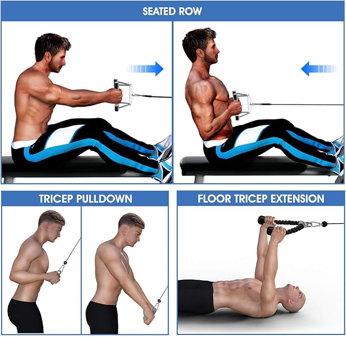 Yes4All Tricep Press Down Cable Machine Attachment Set, LAT Pulldown Attachment, Cable Machine