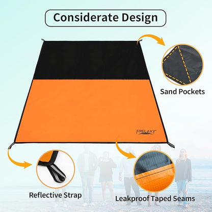 Frelaxy Pocket Picnic Blanket, Waterproof Sandproof Beach Mat, Compact Camping Tarp for Festivals