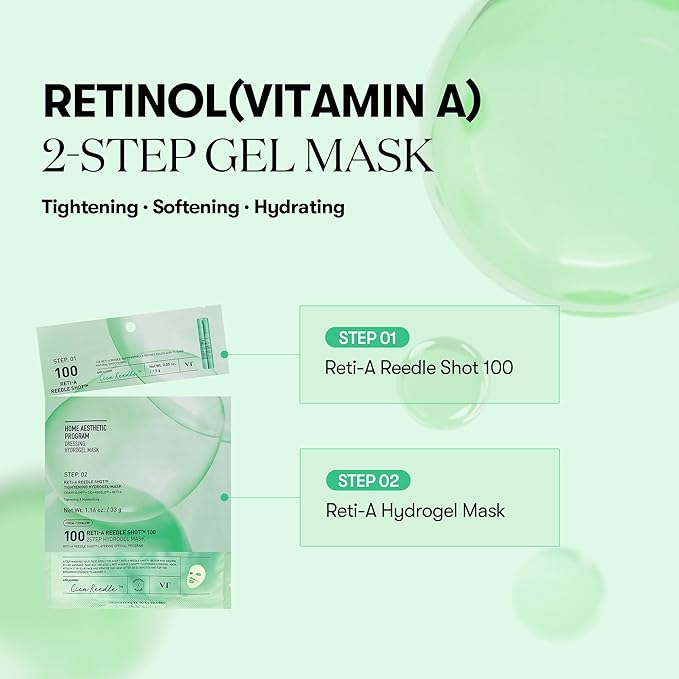 VT COSMETICS Reti-A Reedle Shot 100 2-Step Hydrogel Mask(34.5gx4ea), Intensive Tightening, Exosome