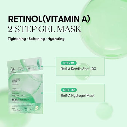 VT COSMETICS Reti-A Reedle Shot 100 2-Step Hydrogel Mask(34.5gx4ea), Intensive Tightening, Exosome