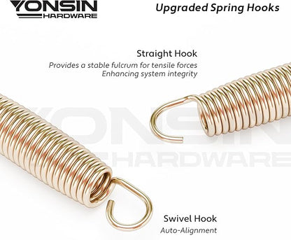 Trampoline Springs Heavy Duty with Swivel & Straight Hooks, Stainless Steel Trampoline Accessories