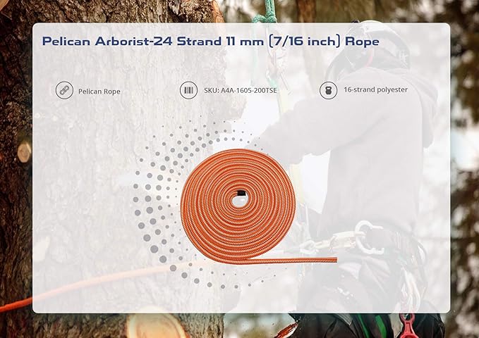 Pelican Rope 16-Strand 1/2 in (12.7 mm) Arborist-16™ Rope - 5400 lbs MBS - Static Climbing Rope