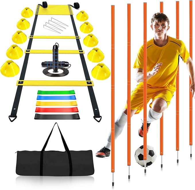 Soccer Agility Training Poles Equipment |Adjustable Soccer Equipment for Training Includes 6