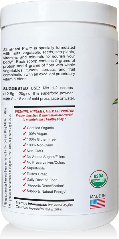 SlimPlant Pro - All Natural Superfood Protein Powder w/ 35 Vitamins, Minerals, and Whole