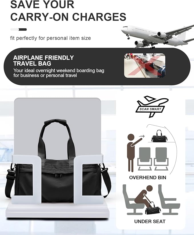 Gym Bag for Women Men, Sport Duffel Bag with Toiletry Bag & Shoe Compartment,Waterproof Travel