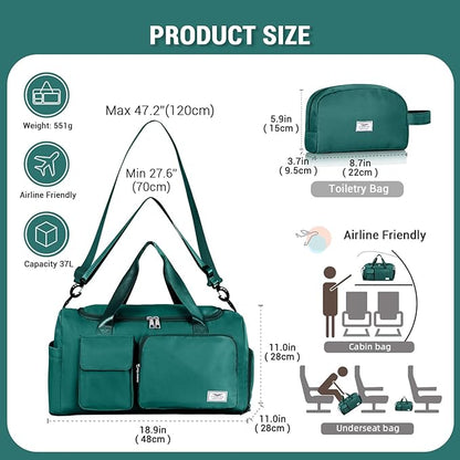 FIORETTO Women's Gym Duffle Bag with Shoes Compartment, 37L Capacity, Ideal for Travel, Gym