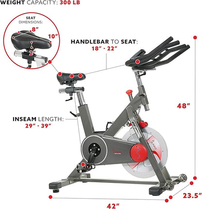 Sunny Health & Fitness Magnetic Exercise Bike, 44LB Flywheel & 300LB Weight Capacity for Intensive