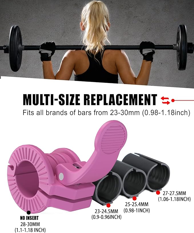 Barbell Clips 1 Inch Quick Release Weight Clamps 0.9-1.18inch Multi-Size Adjustable Olympic Clamps