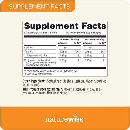 NatureWise CLA 1250 - Conjugated Linoleic Acid Supplement for Women and Men, Not Stimulating