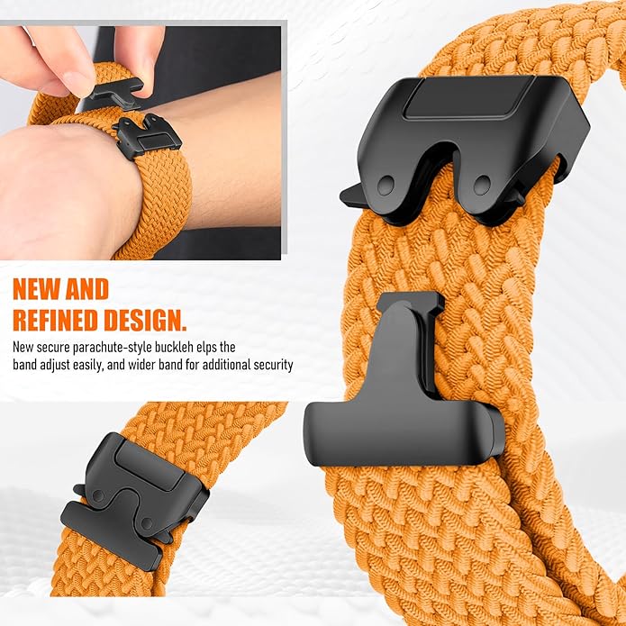 Braided Stretchy Band for Fitbit Versa 4/Versa 3/Sense 2/Sense Watch Band Women Men,Parachute-style