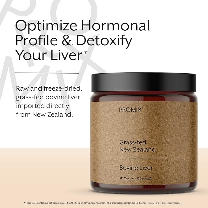 ProMix Nutrition Grass Fed Raw Beef Liver Supplement, Multivitamin - Bioavailable Vitamin A, B12