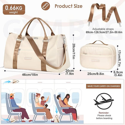 FIORETTO Womens Gym Tote Duffle Bag with Toiletry Bag, Sports Duffel Overnight Hospital Workout