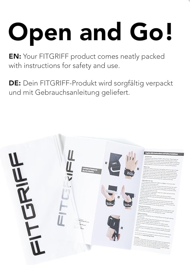 Fitgriff® Elite Straps - Lifting Wrist Straps (Rubber Grips) for Weightlifting, Gym, Workout