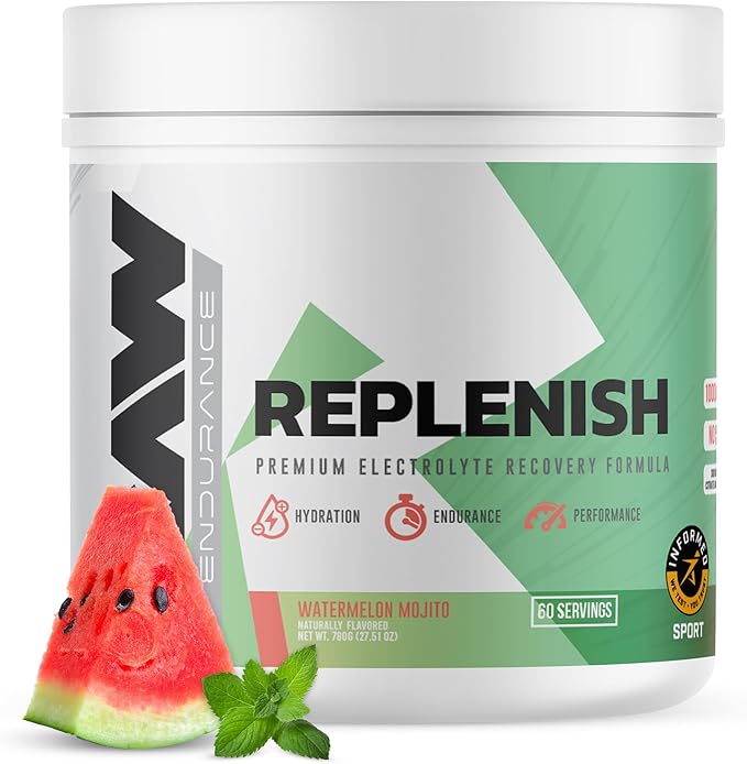 RAW Replenish, Premium Electrolytes Powder Recovery Formula, Watermelon Mojito (60 Servings)