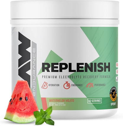 RAW Replenish, Premium Electrolytes Powder Recovery Formula, Watermelon Mojito (60 Servings)