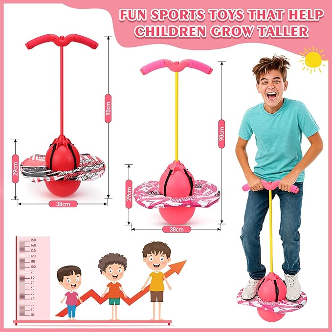 Layhit 2 Pcs Pogo Jumper with Handle for Kids Pump Pogo Ball Stick Jumper Balance Bounce Ball with