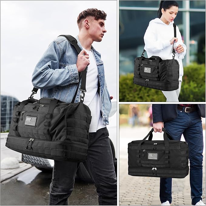 ETRONIK Travel Bag for Men Women, Gym Bag & Tactical Duffle Bags for Travel, Carry on with Toiletry