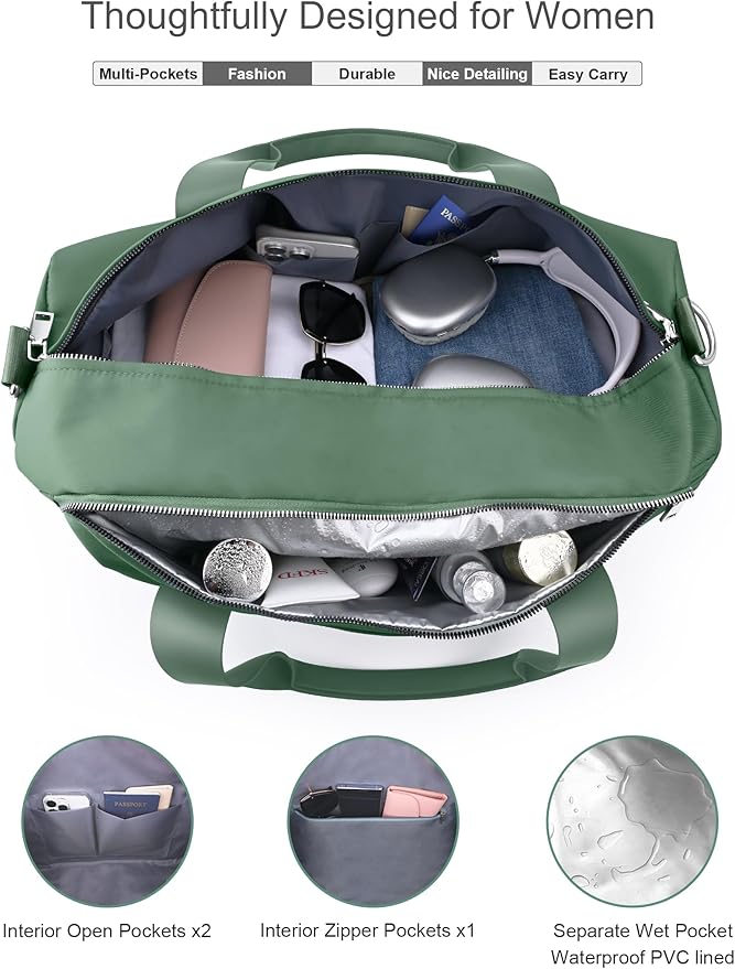 Gym Bag for Women Girls with Shoe Compartment & Wet Pocket - Duffle Bag for Travel Sports Fitness