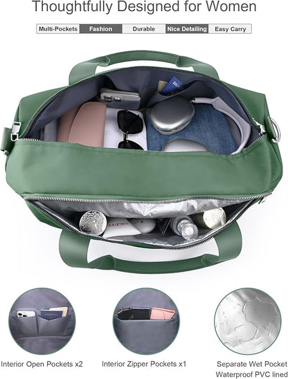 Gym Bag for Women Girls with Shoe Compartment & Wet Pocket - Duffle Bag for Travel Sports Fitness