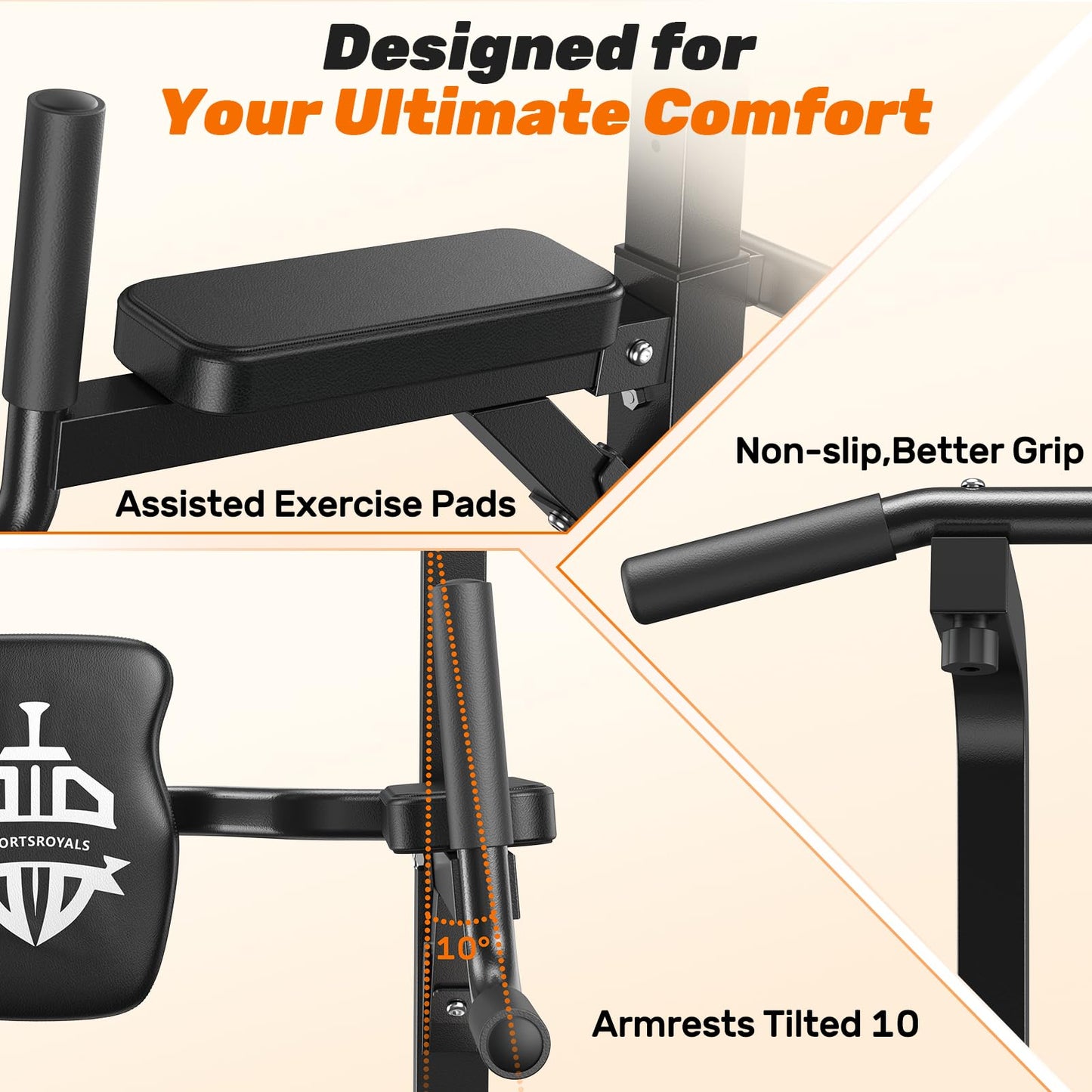 SPORTSROYALS Power Tower, Multi-Function Pull up Bar Dip Station with Upgraded Adjustable Foot